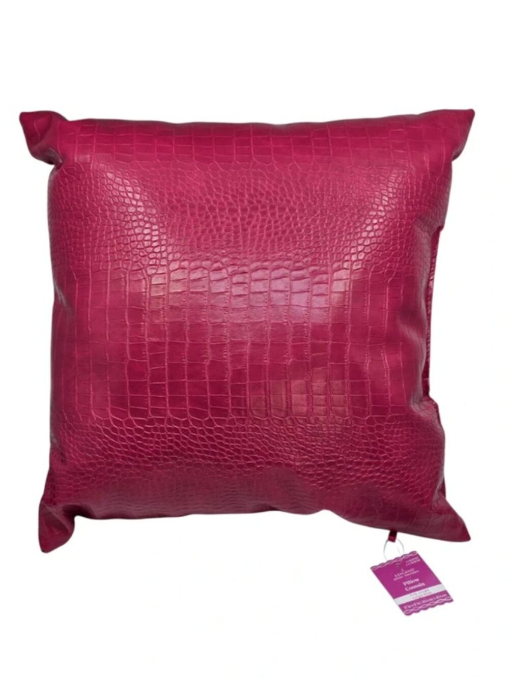 Ashland Hot Pink Jungle Alligator Textured Faux Leather Pillow Cushion 17x17 NEW